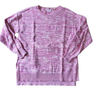 GAP Marled Pink Sweater 100% Cotton Split Hem Women's Size Medium